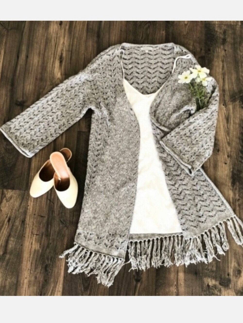 New WORLD MARKET Boho Fringe Crochet Duster O/S